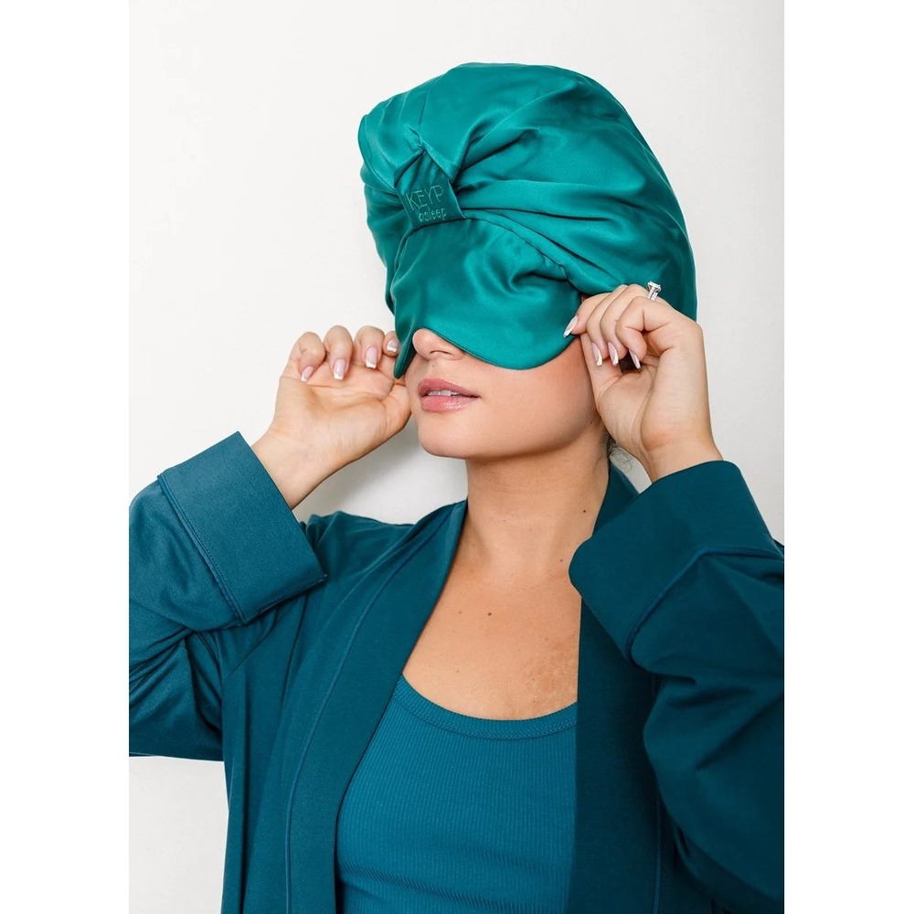 KEYP Asleep Bonnet Women One Size New With Tags Dream Green Satin Sleep Mask